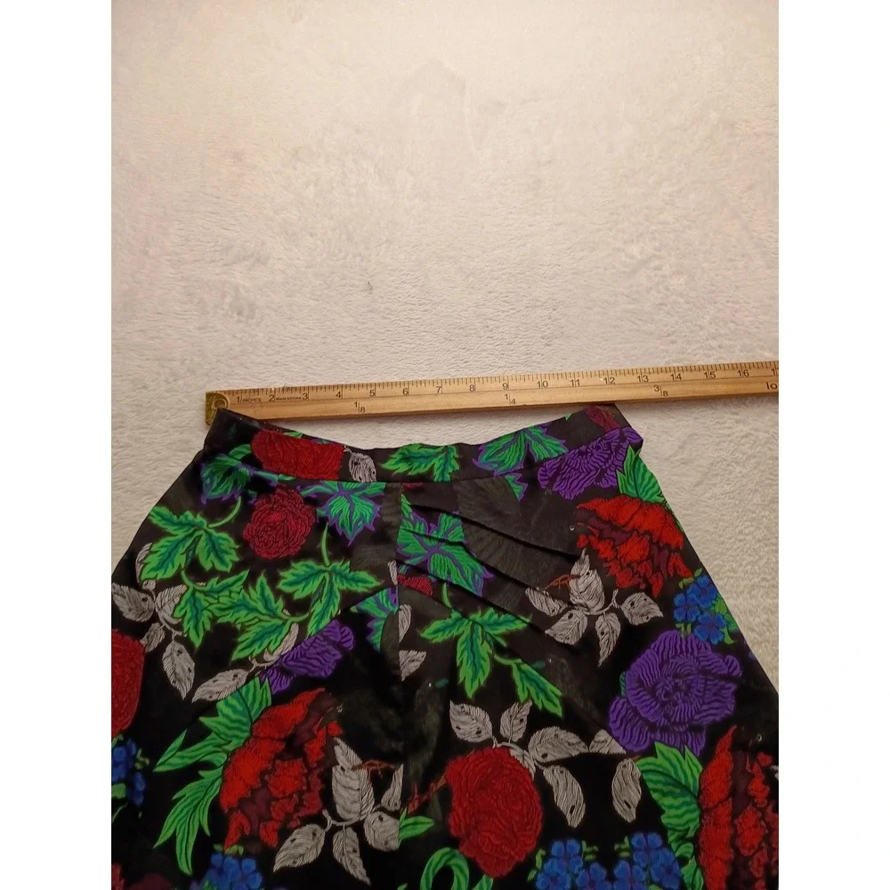 Topshop Floral Maxi Skirt Black Red Purple High Waisted Pleated Size US 4 NWOT